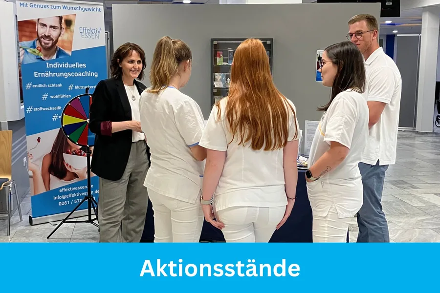 Aktionsstand von Effektiv Essen bei einem Gesundheitstag im Unternehmen